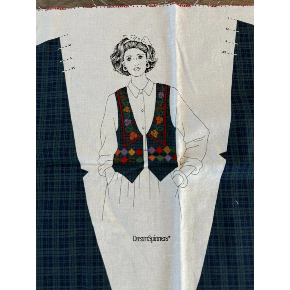 Vintage Dream Spinners VIP Cranston Fabric Panel Harvest Vest Cotton Material‎